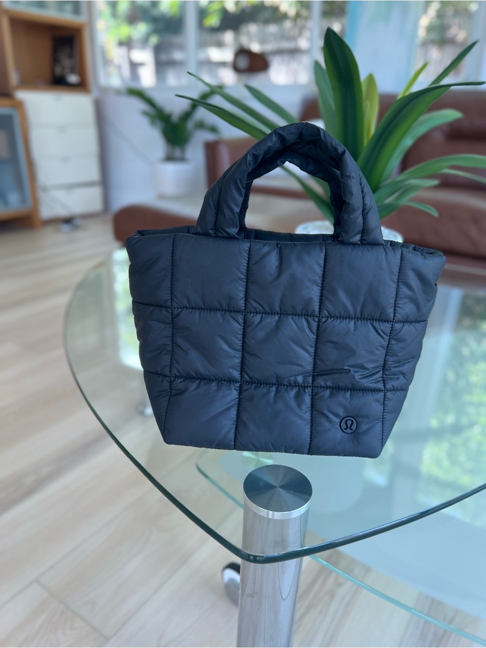 lululemon Quilted Grid *Rare* Matte Black Mini Puffer Tote Bag